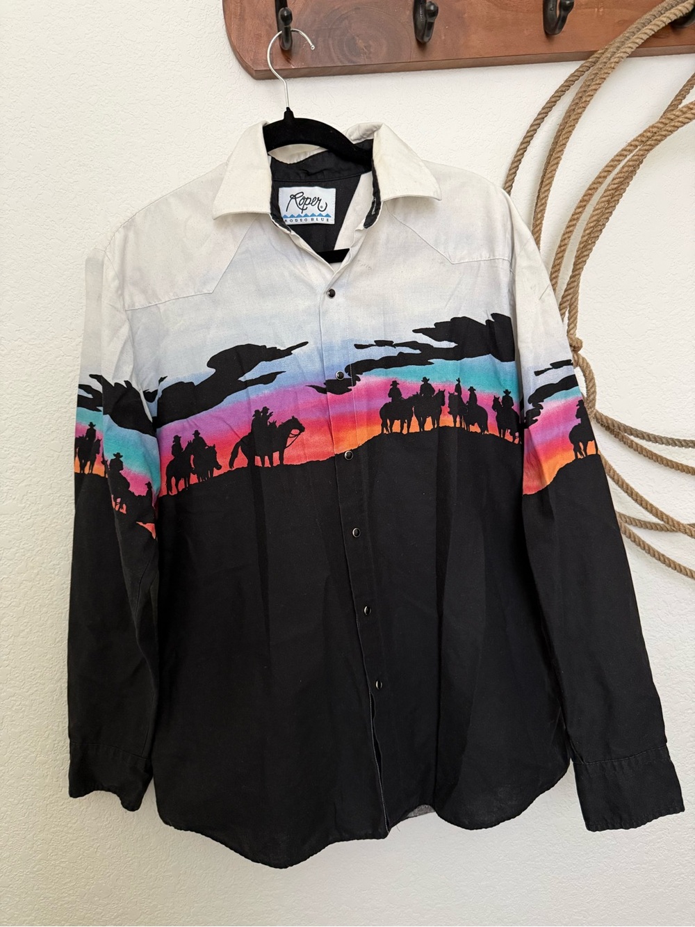 Roper Black Western Sunset Cowboy Button-Up Shirt